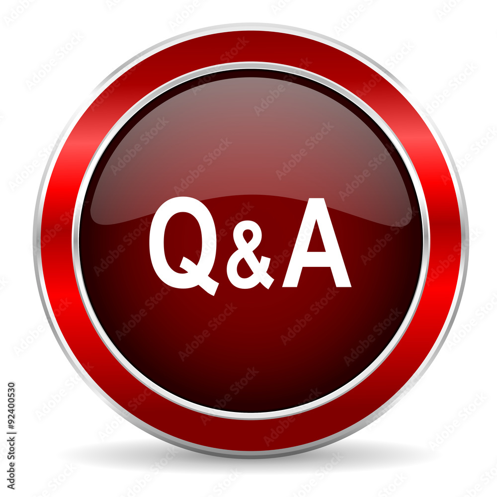 question answer red circle glossy web icon, round button with metallic border question answer red circle glossy web icon, round button with metallic border