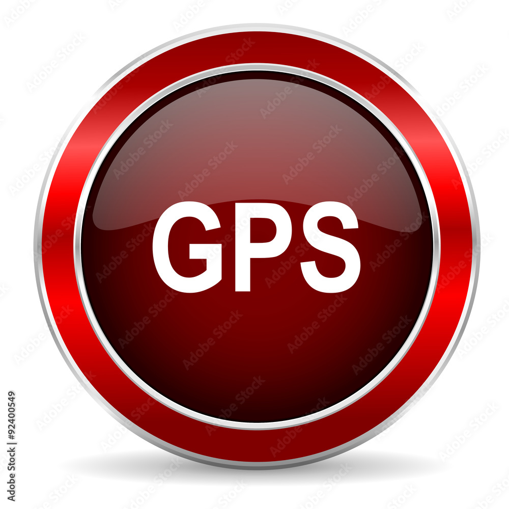 gps red circle glossy web icon, round button with metallic border gps red circle glossy web icon, round button with metallic border