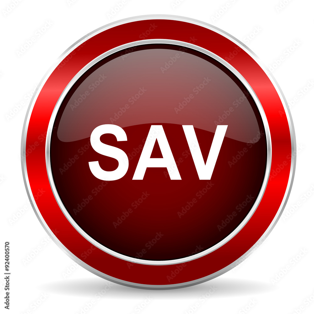 sav red circle glossy web icon, round button with metallic border sav red circle glossy web icon, round button with metallic border