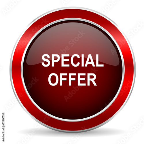 Free Download special offer red circle glossy web icon, round button with metallic border - GFXLoad