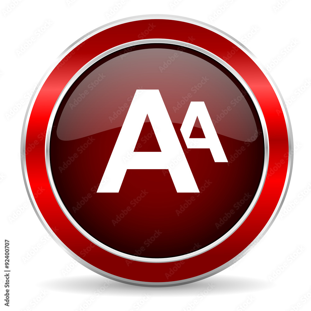alphabet red circle glossy web icon, round button with metallic border alphabet red circle glossy web icon, round button with metallic border