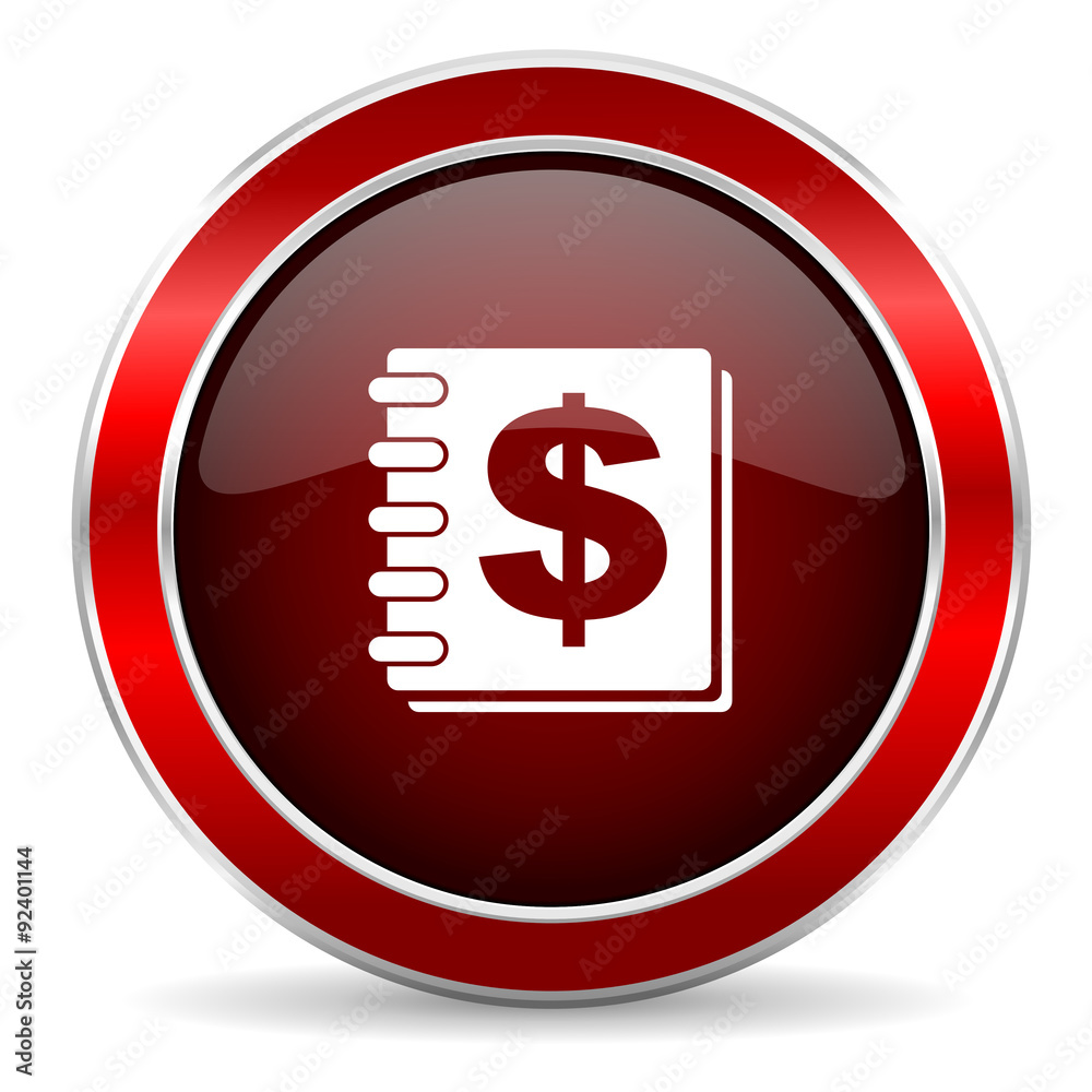 money red circle glossy web icon, round button with metallic border money red circle glossy web icon, round button with metallic border