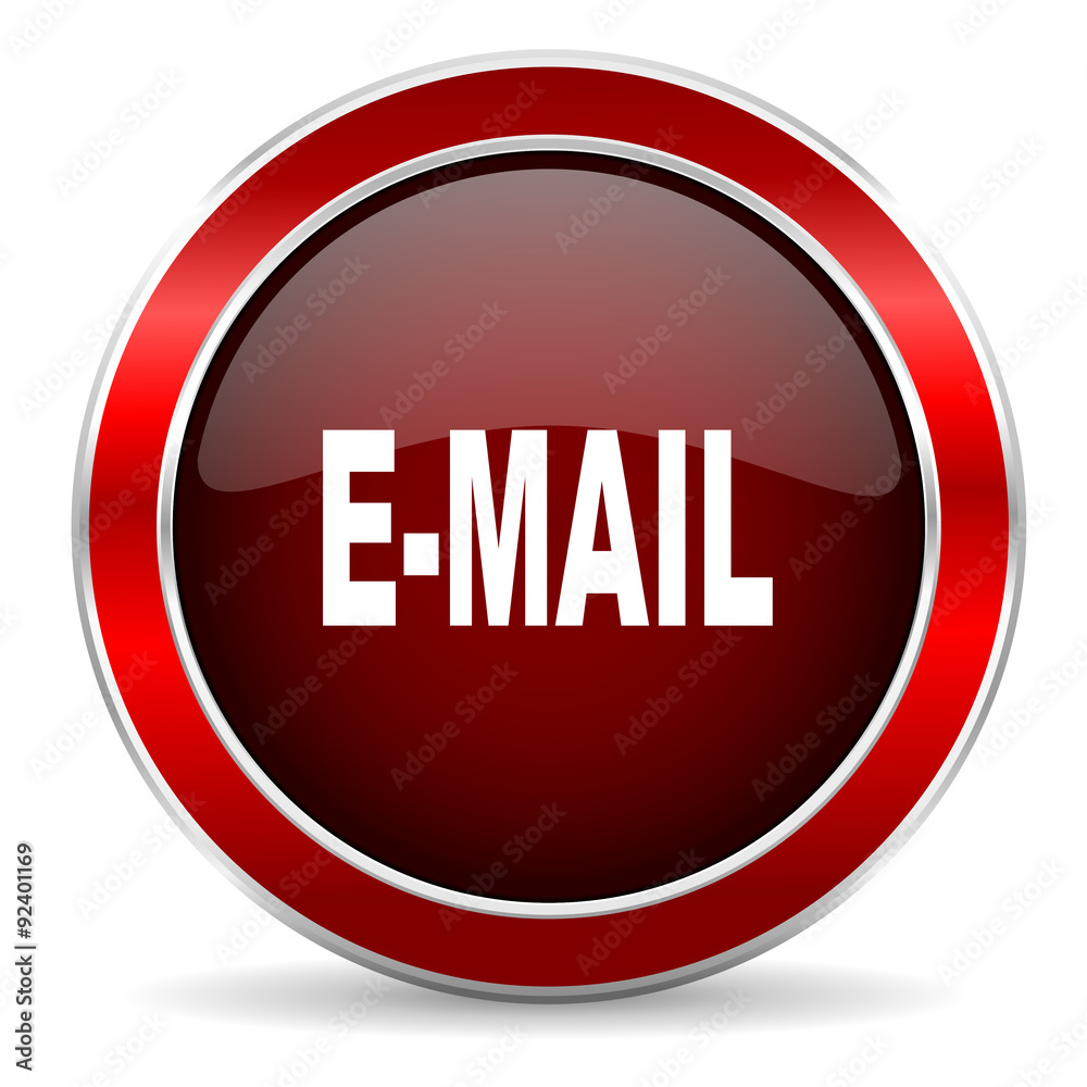 email red circle glossy web icon, round button with metallic border email red circle glossy web icon, round button with metallic border