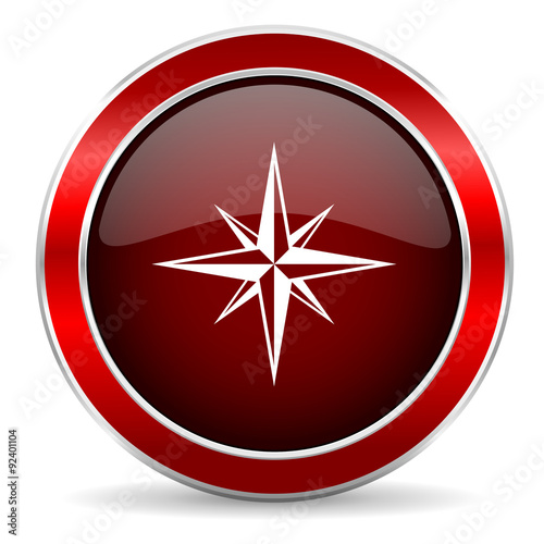 Wallpaper Mural compass red circle glossy web icon, round button with metallic border Torontodigital.ca