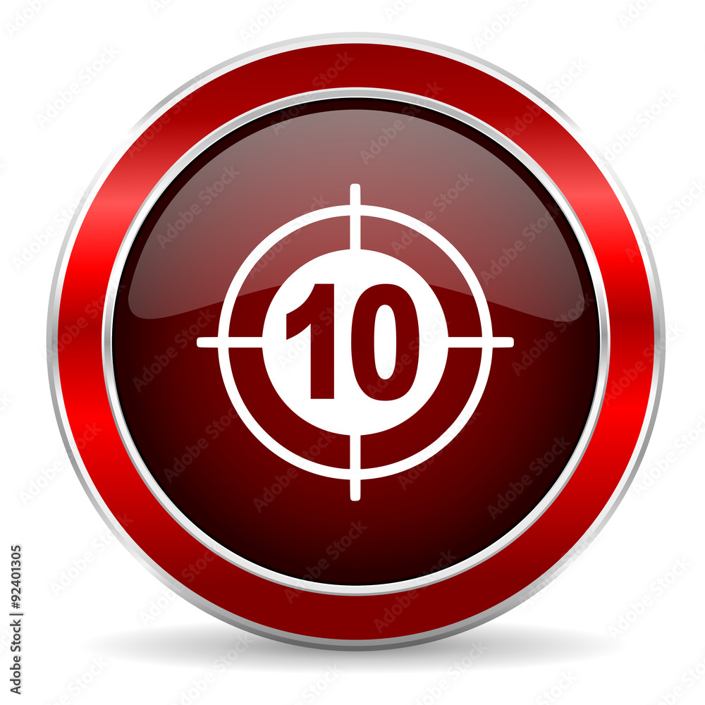 target red circle glossy web icon, round button with metallic border target red circle glossy web icon, round button with metallic border