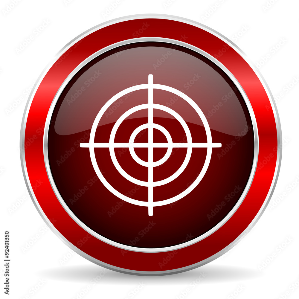 target red circle glossy web icon, round button with metallic border target red circle glossy web icon, round button with metallic border