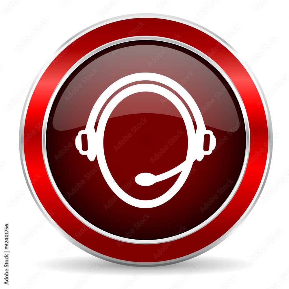 customer service red circle glossy web icon, round button with metallic border customer service red circle glossy web icon, round button with metallic border