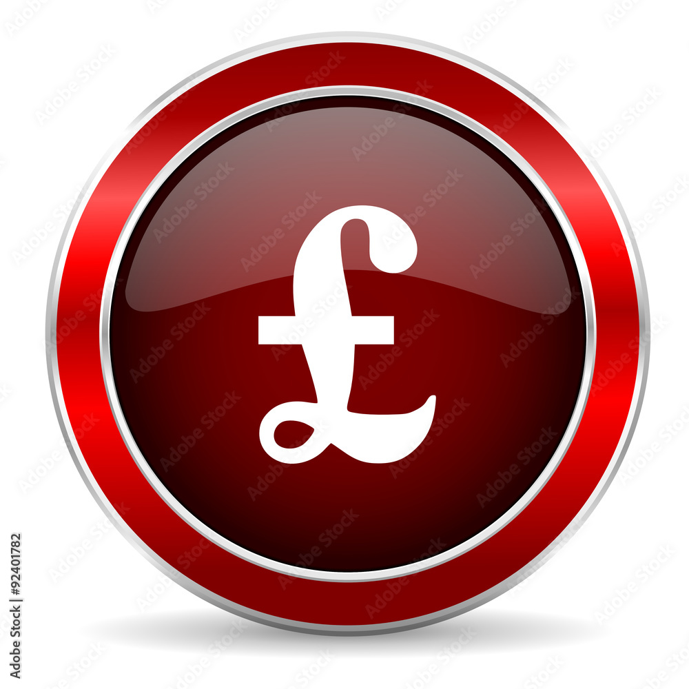 pound red circle glossy web icon, round button with metallic border pound red circle glossy web icon, round button with metallic border