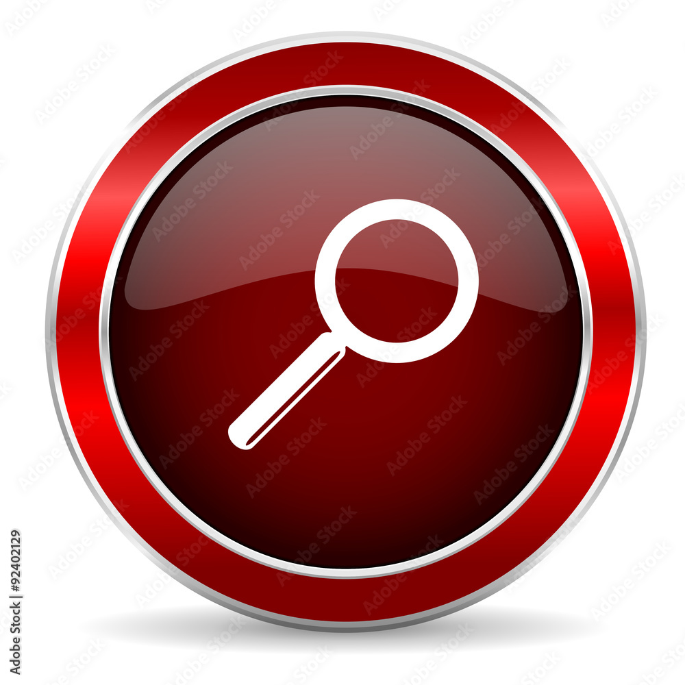 search red circle glossy web icon, round button with metallic border search red circle glossy web icon, round button with metallic border