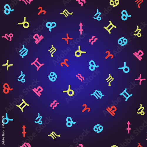 zodiac signs pattern in dark blue background