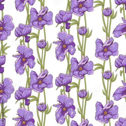 Fototapeta Naklejka Na Ścianę i Meble -  Margeary Purple Floral Seamless Pattern