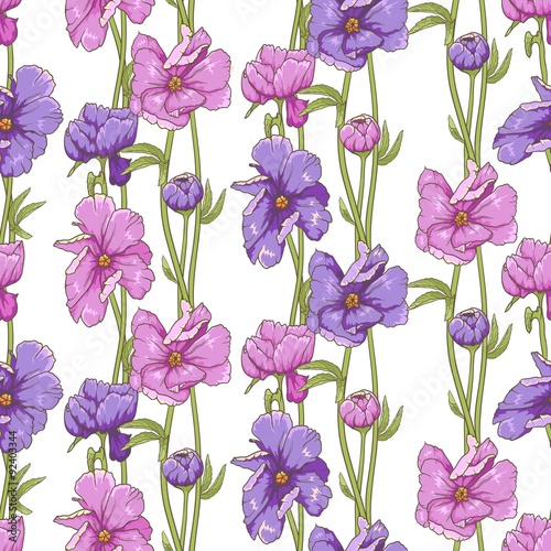 Margeary Pink and Purple Floral Seamless Pattern