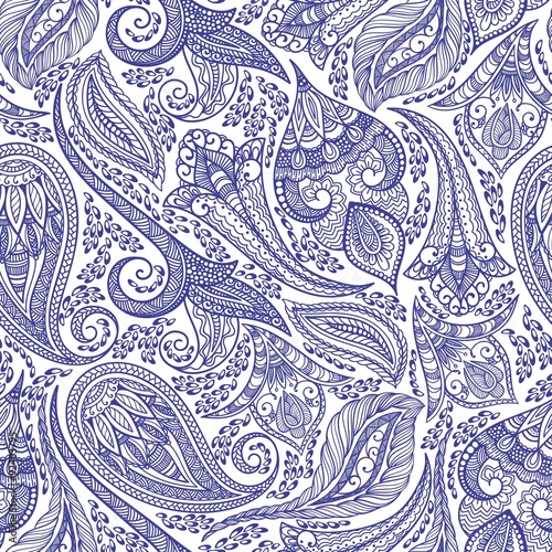 Blue Cashmere Seamless Pattern