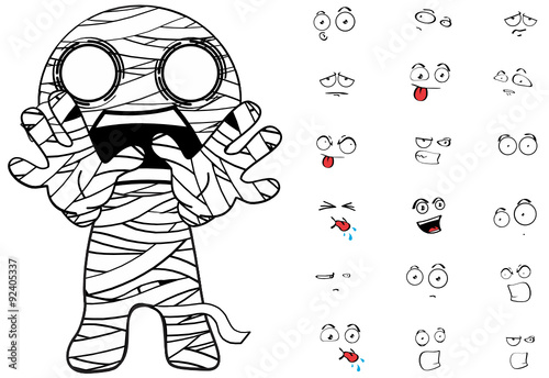 mummy cartoon emotions set in vector format