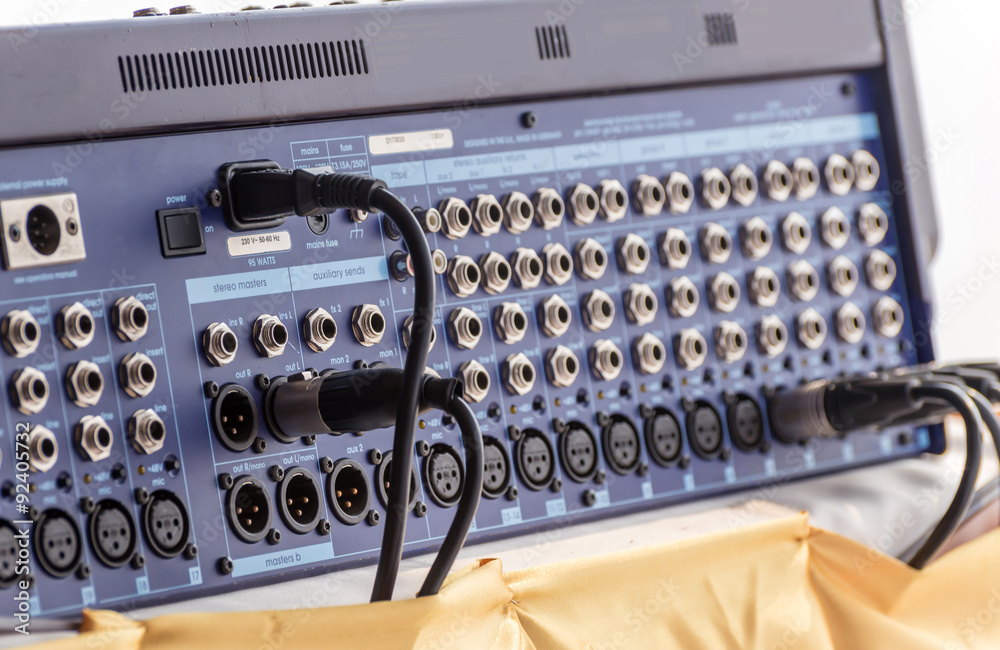 Jack audio connectors is connected to sound mixer Jack audio connectors is connected to sound mixer