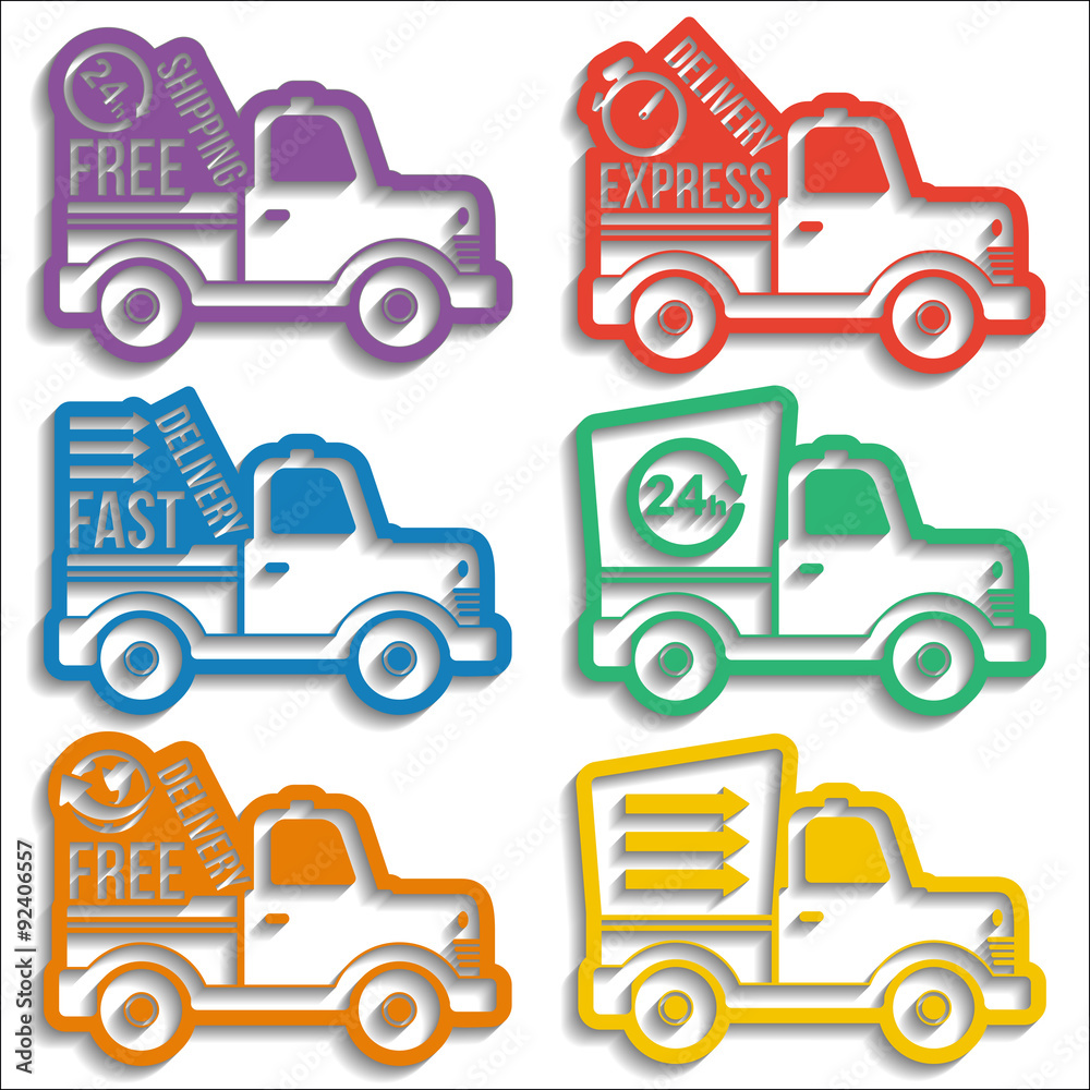 Free delivery label icons set Free delivery label icons set