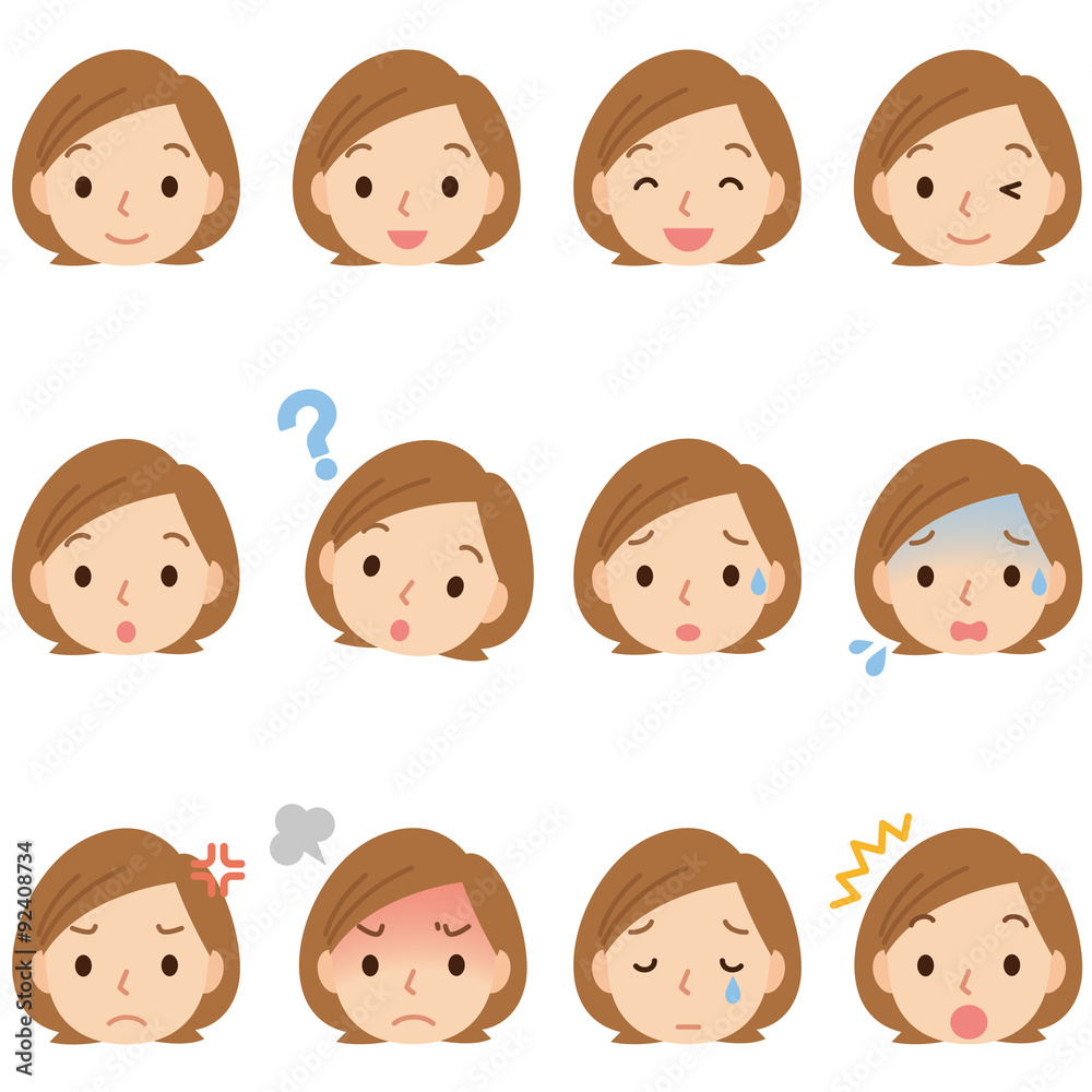 女性の表情 顔アイコン 女性の表情 顔アイコン