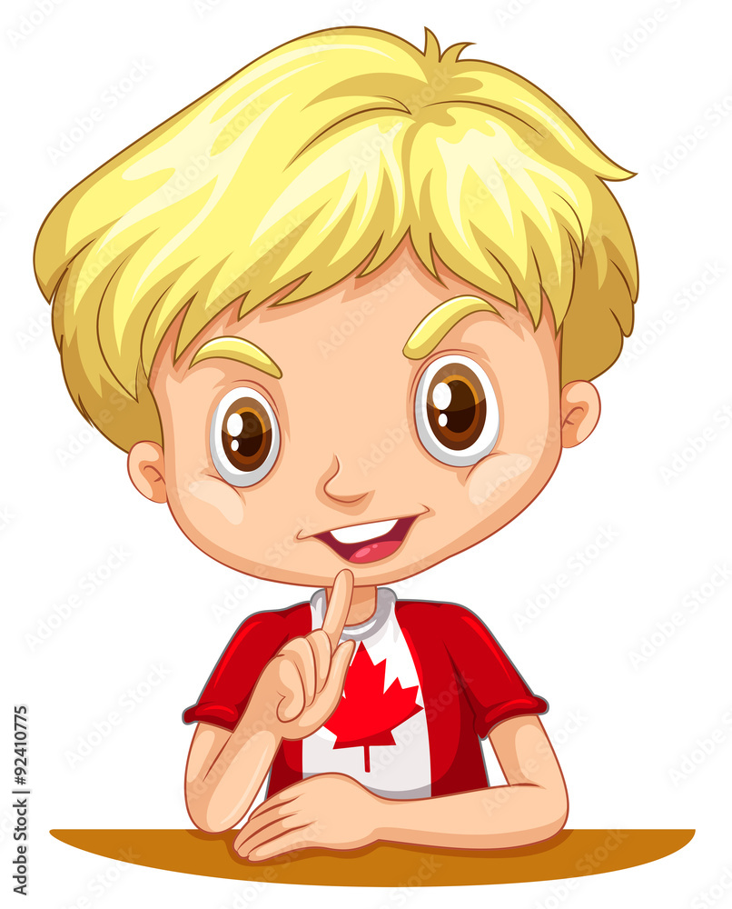 Canadian boy sitting down Canadian boy sitting down