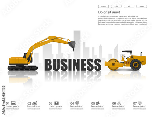 Business concept with construction machines,vector