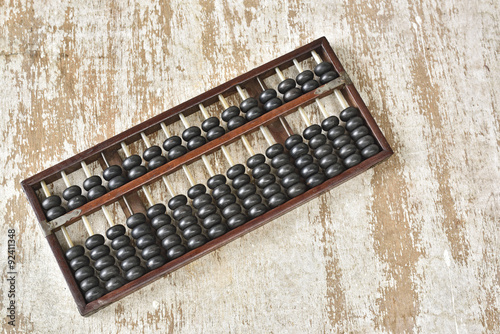 Antique abacus on wood plate