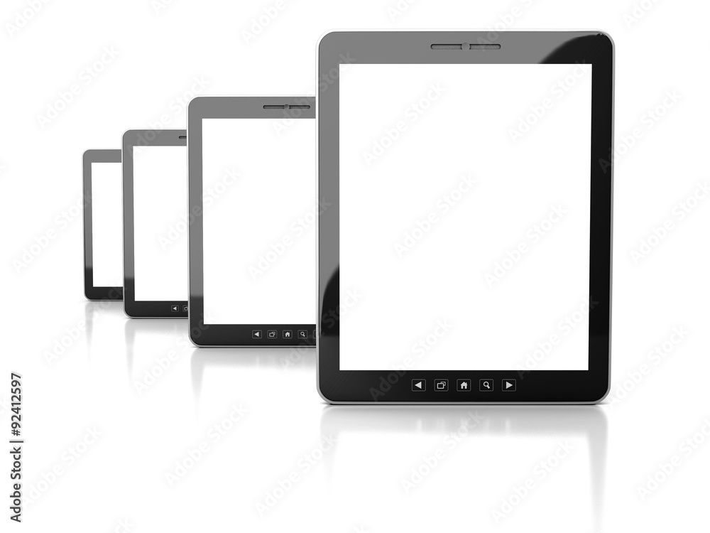 Tablet Computer With Blank Screen On White Background Tablet Computer With Blank Screen On White Background