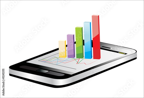 Smartphone showing a spreadsheet with some 3d charts