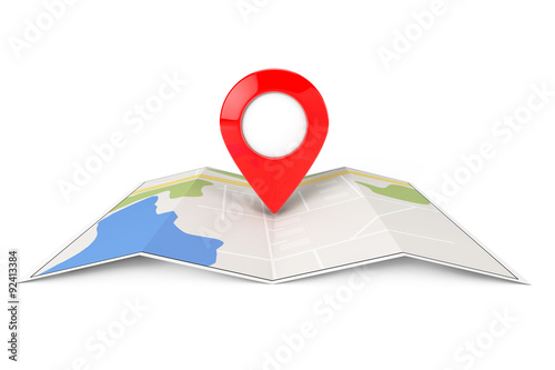 Folded Abstract Navigation Map with Target Pin photo
