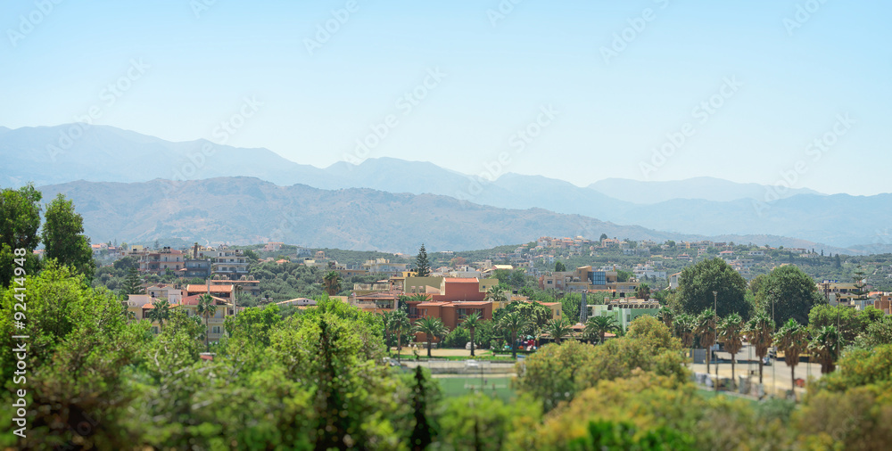 Aerial view of the town and mountains. Aerial view of the town and mountains.