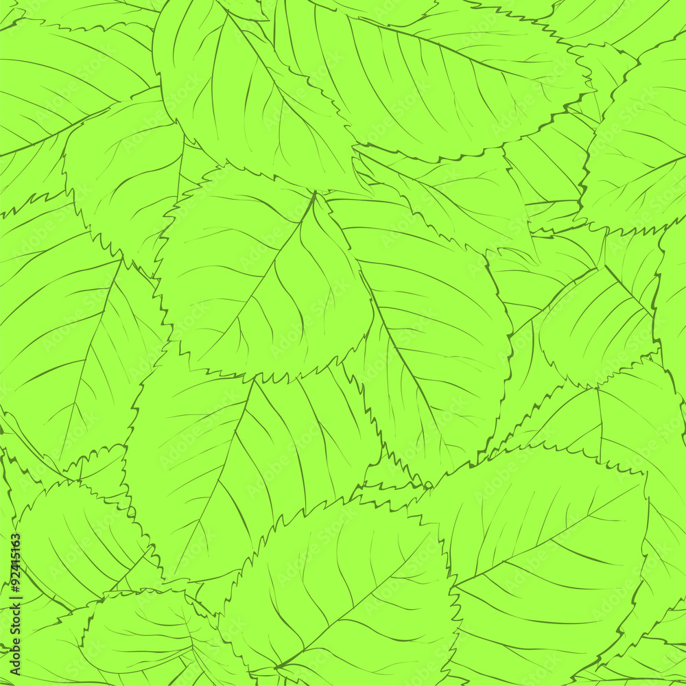 Beautiful seamless background with green leaves