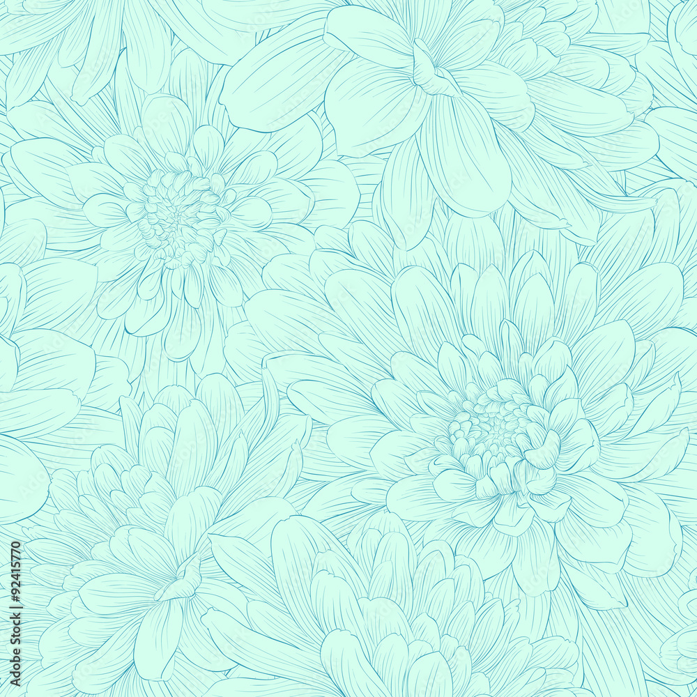 Beautiful seamless pattern with blue dahlia flowers. Beautiful seamless pattern with blue dahlia flowers.