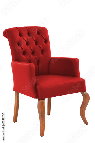 Red Armchair on White Background