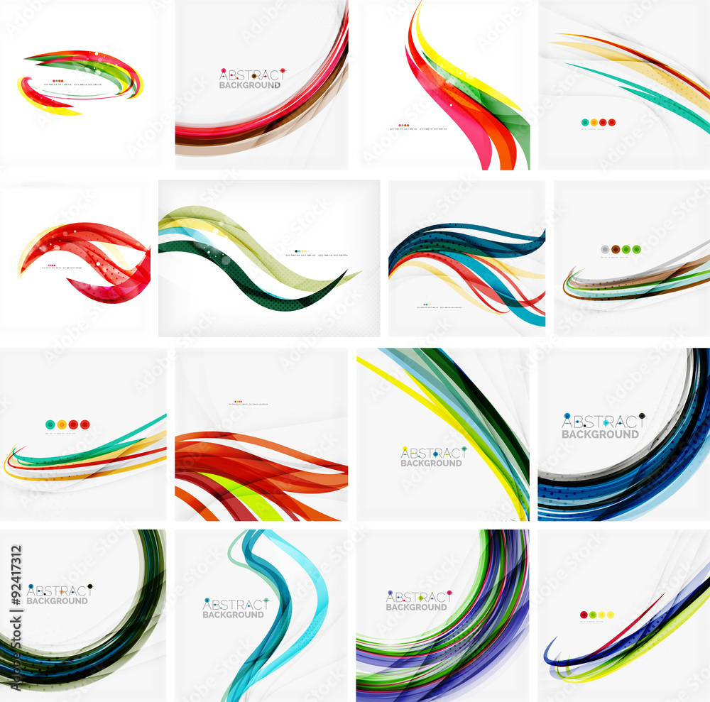 Set of abstract backgrounds. Circles, swirls and waves with Set of abstract backgrounds. Circles, swirls and waves with