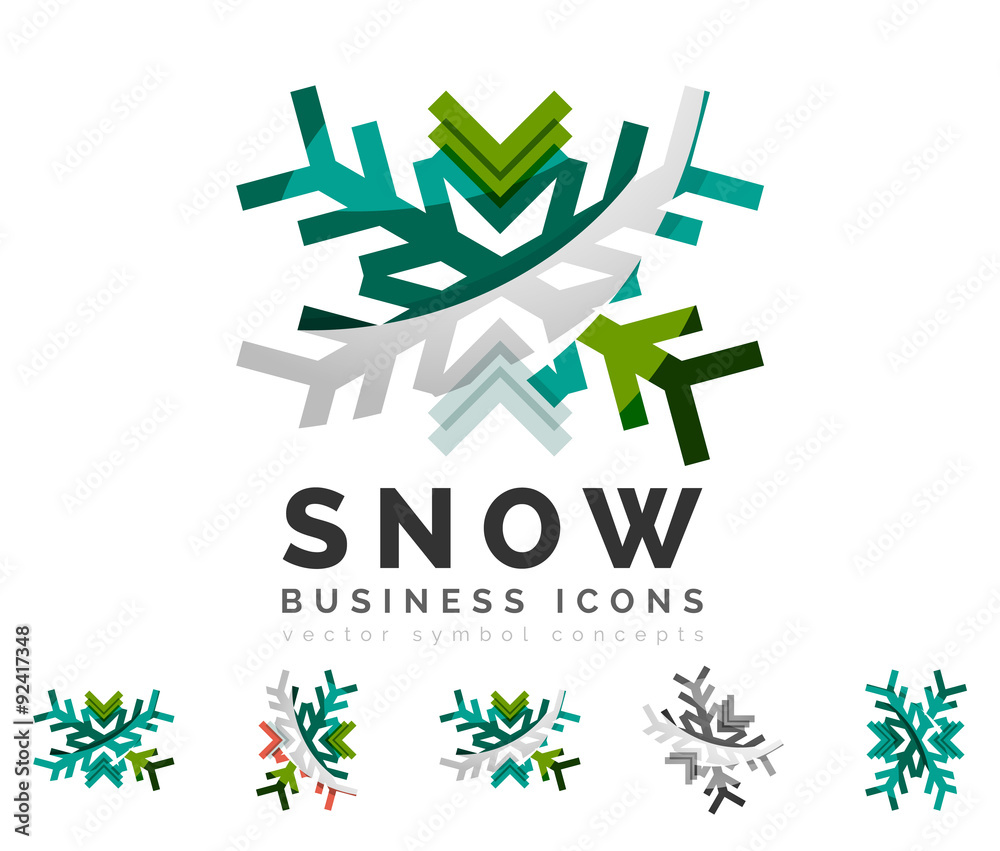 Set of abstract colorful snowflake logo icons, winter concepts Set of abstract colorful snowflake logo icons, winter concepts