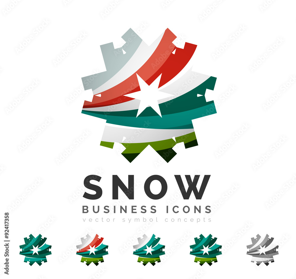 Set of abstract colorful snowflake logo icons, winter concepts Set of abstract colorful snowflake logo icons, winter concepts