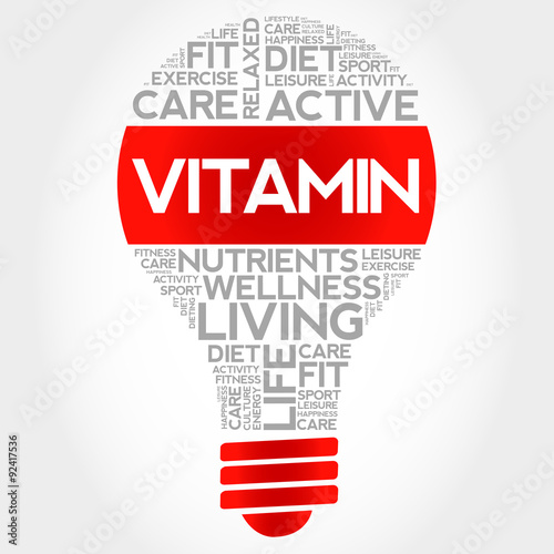 VITAMIN bulb word cloud, health concept