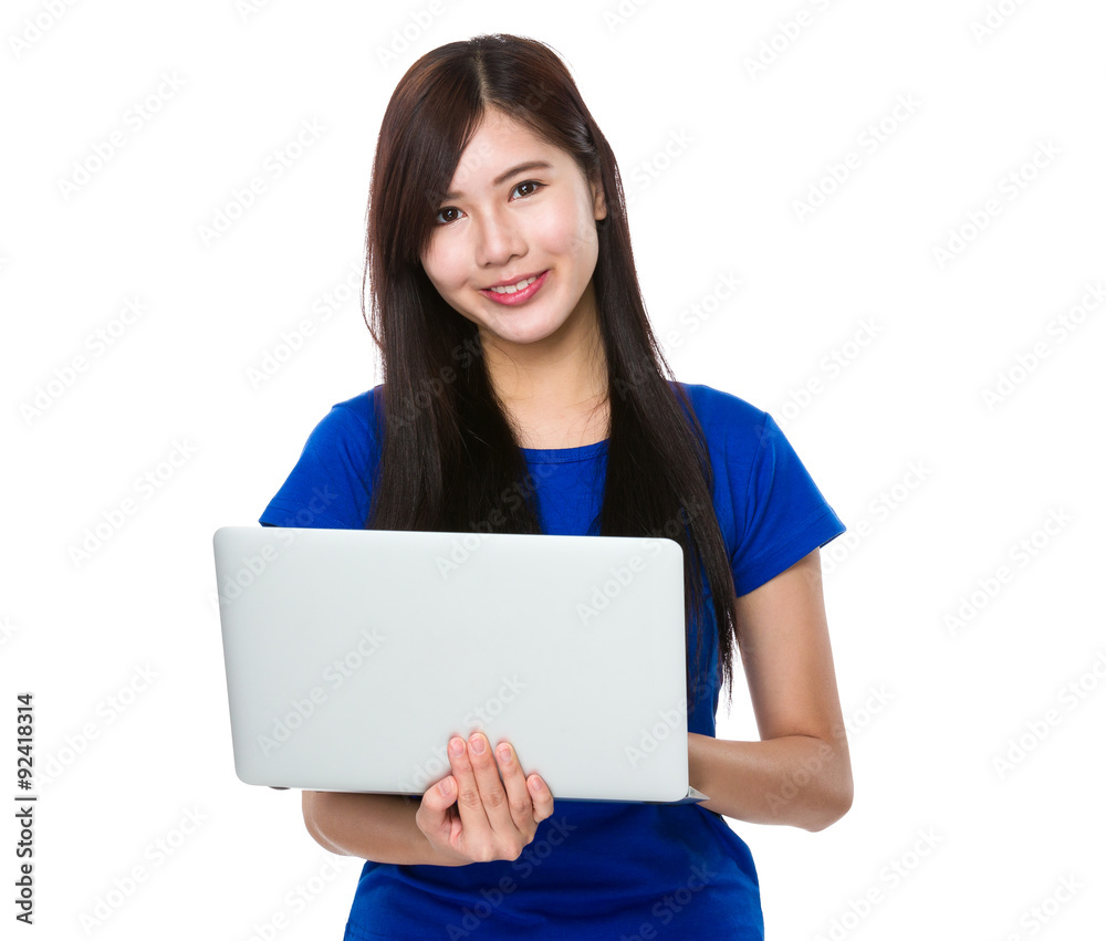 Asian young woman use of the laptop computer Asian young woman use of the laptop computer