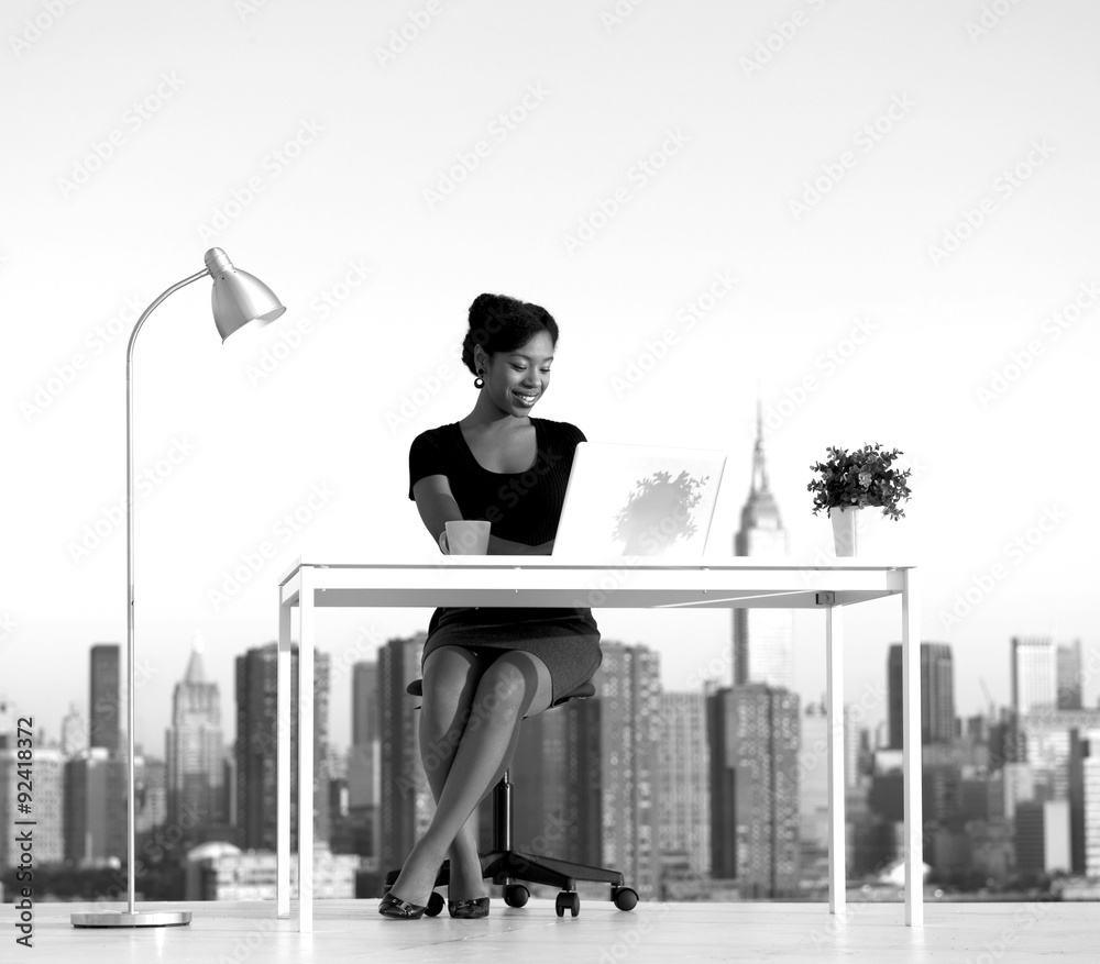 Businesswoman Working Outdoors New York Concept Businesswoman Working Outdoors New York Concept