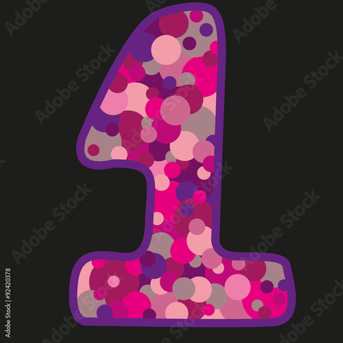 one pink button on black background