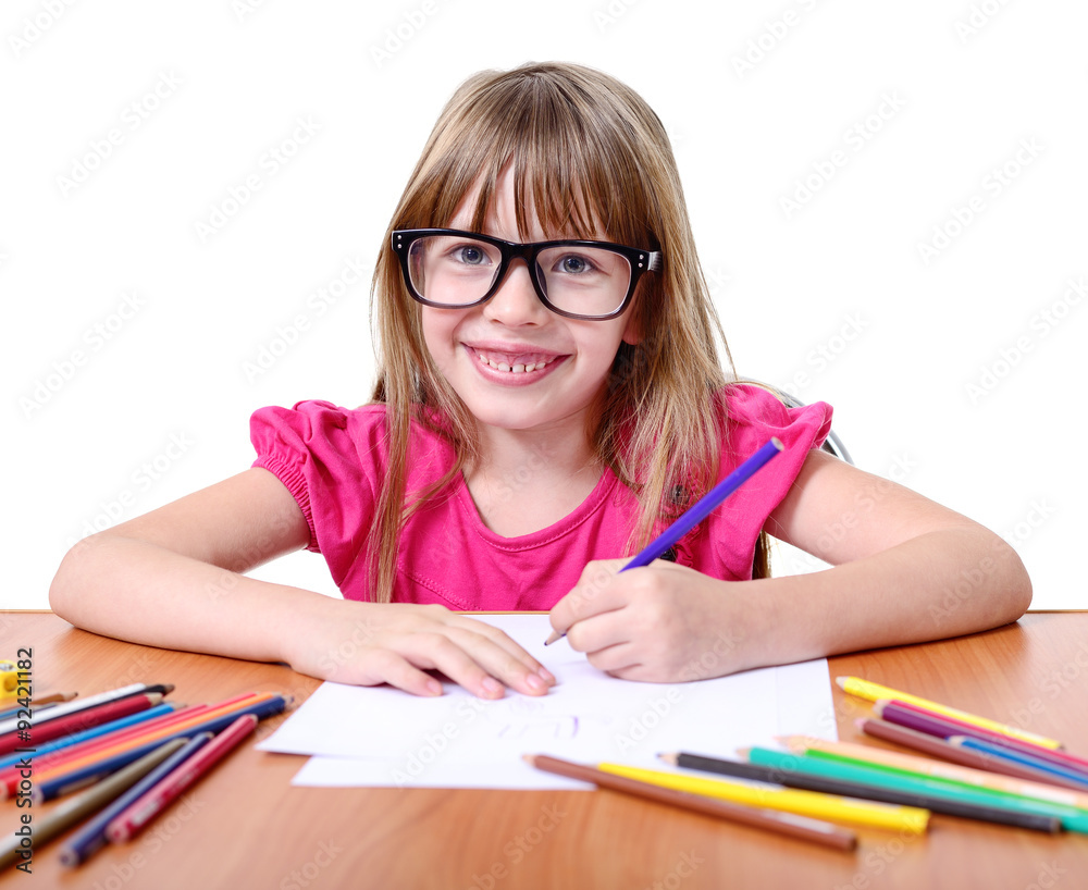 Girl with pencils. Girl with pencils.