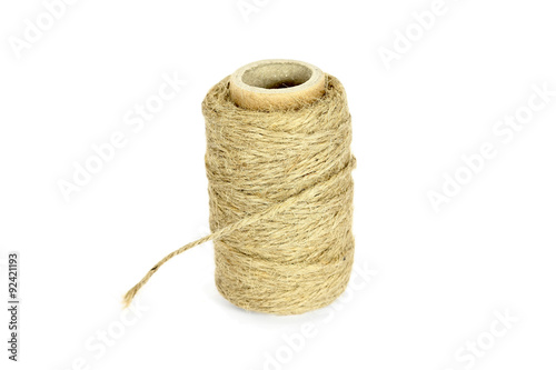 ramie natural rope isolated on the white background