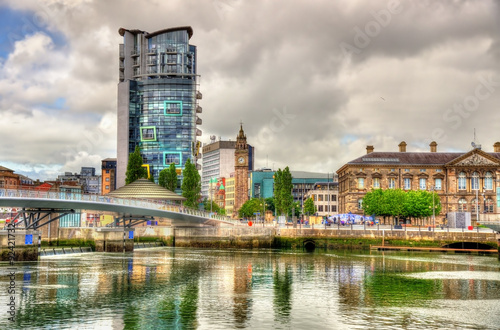 View of Belfast with the river Lagan - United Kingdom