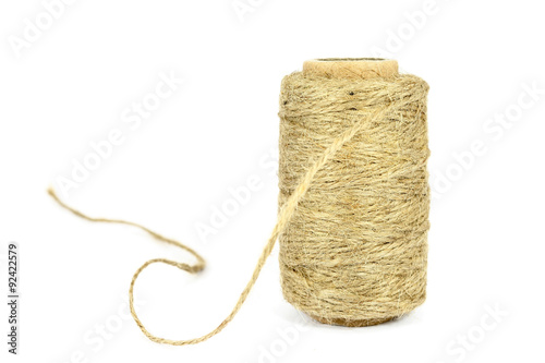 ramie natural rope isolated on the white background