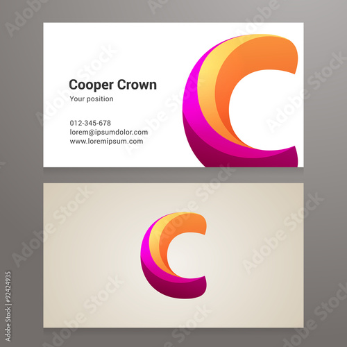 Modern letter C twisted Business card template