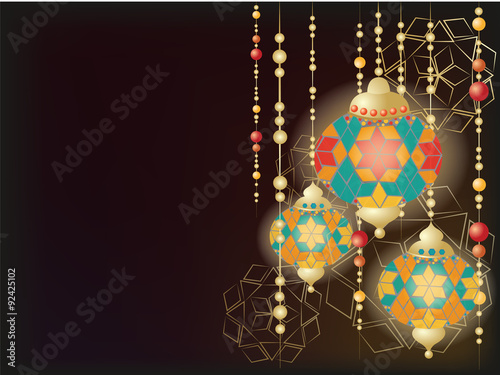 Background with Turkish flashlights and decorations