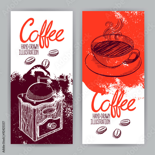 two banners with coffee