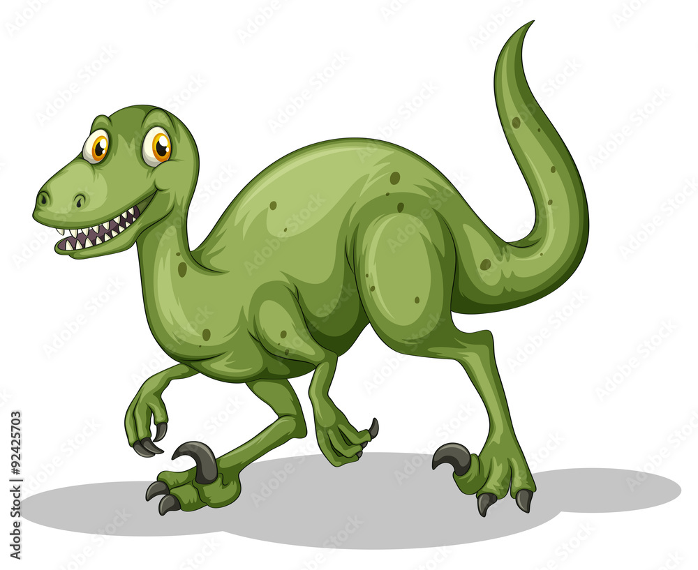 Obraz premium Green dinosaur with sharp teeth