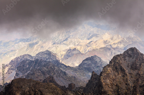 Misty dreamy landscape. Deep misty valley