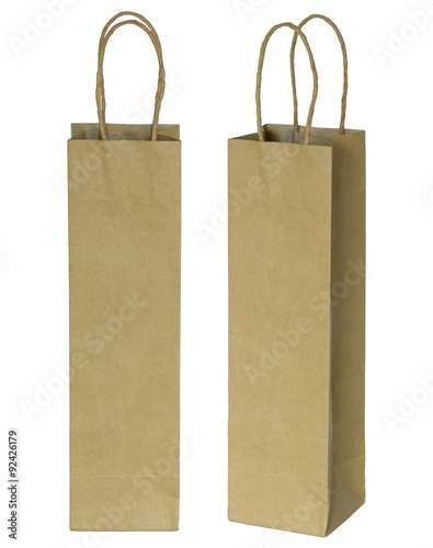 wine brown paper bag for bottles isolated on white