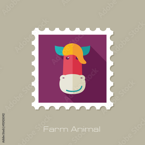Horse flat stamp. Animal head vector illustration