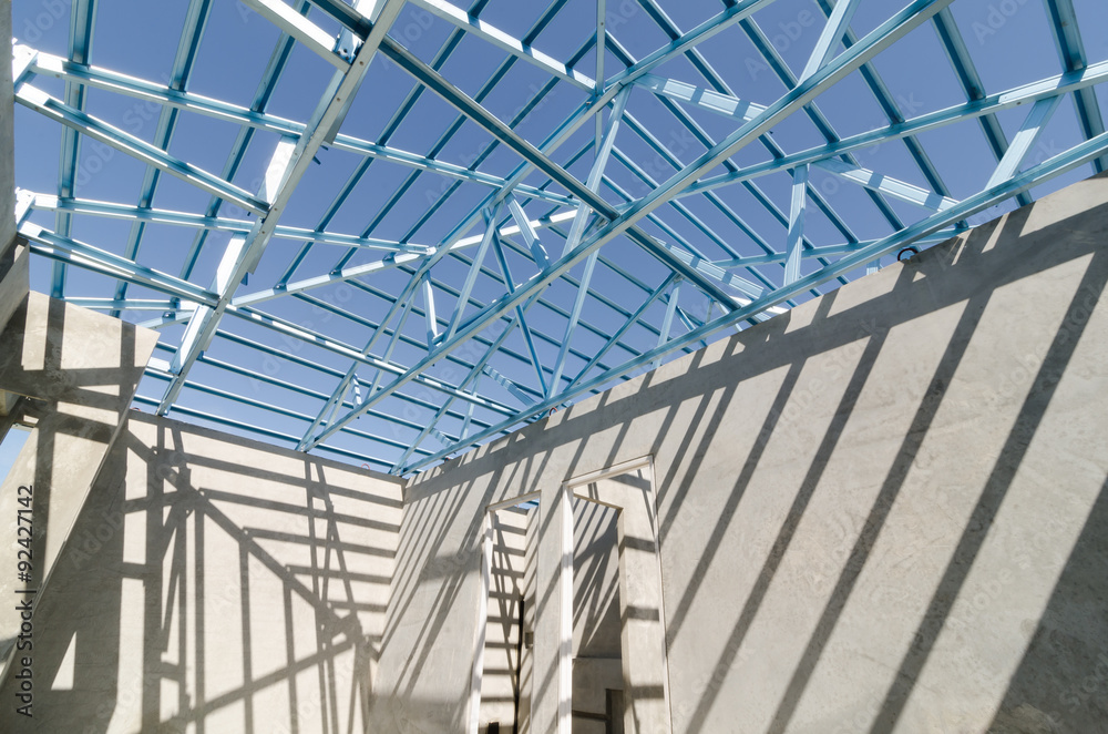 Structure of steel roof. Structure of steel roof.